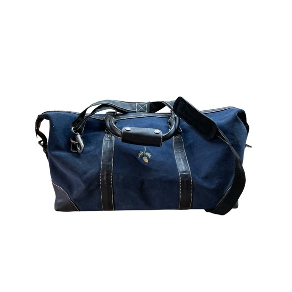 F.H. Wadsworth NYC Navy Blue Suede Leather Weekender Duffel Travel Bag Men’s - Picture 1 of 16